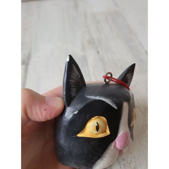 Folk art black cat tongue Bell ornament Xmas decor - Picture 6 of 6